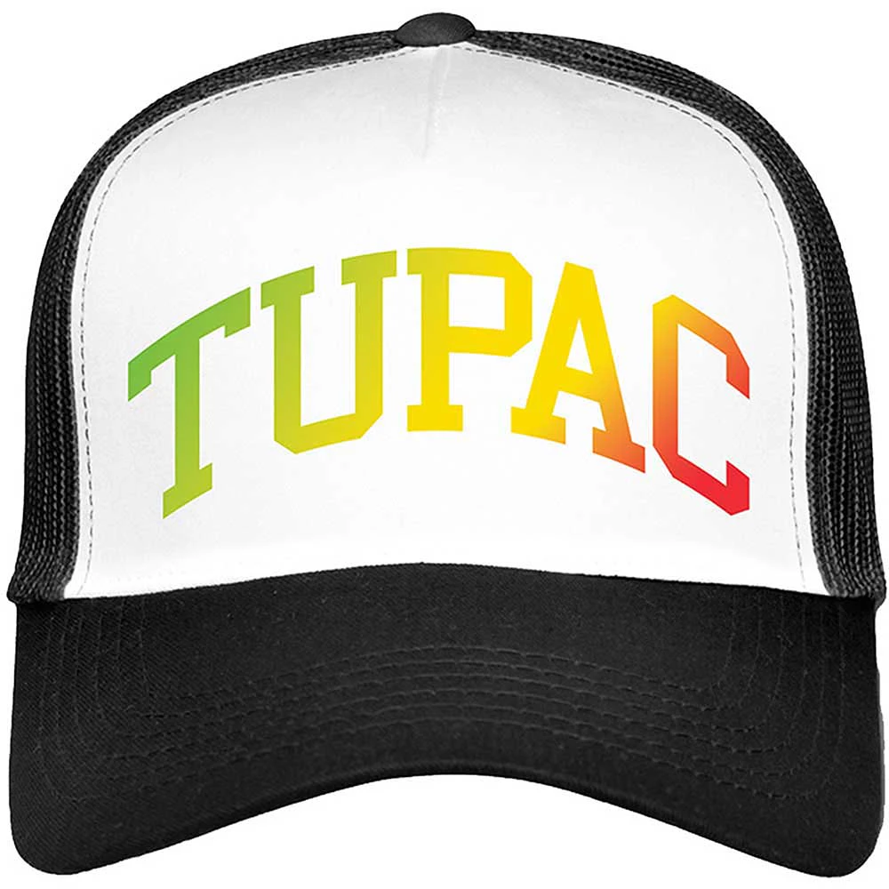 Tupac Shakur Unisex Adult Gradient Mesh Logo Baseball Cap (Black/White) - RO3287