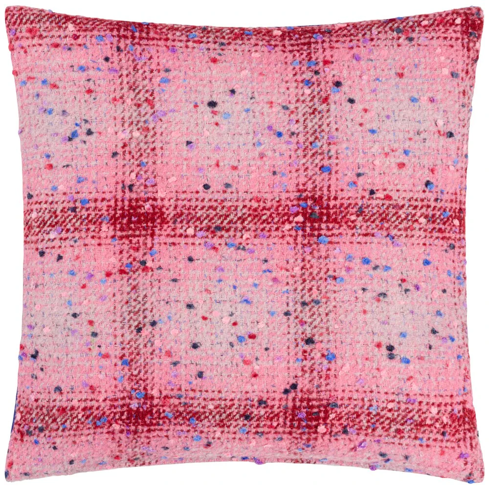 Heya Home Connie Jacquard Checked Cushion Cover (Pink/Cobalt) - RV3249