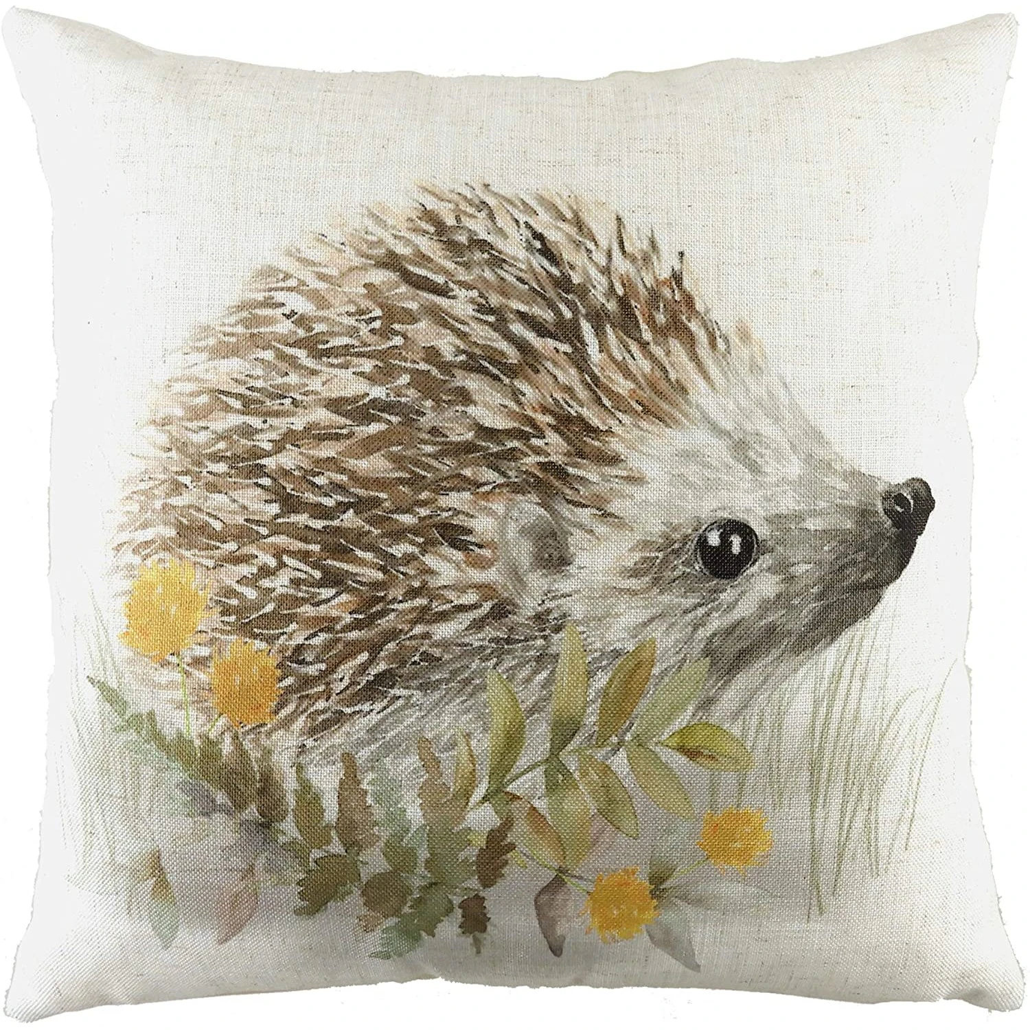 Evans Lichfield Woodland Hedgehog Cushion Cover (White/Green/Brown) - RV1983