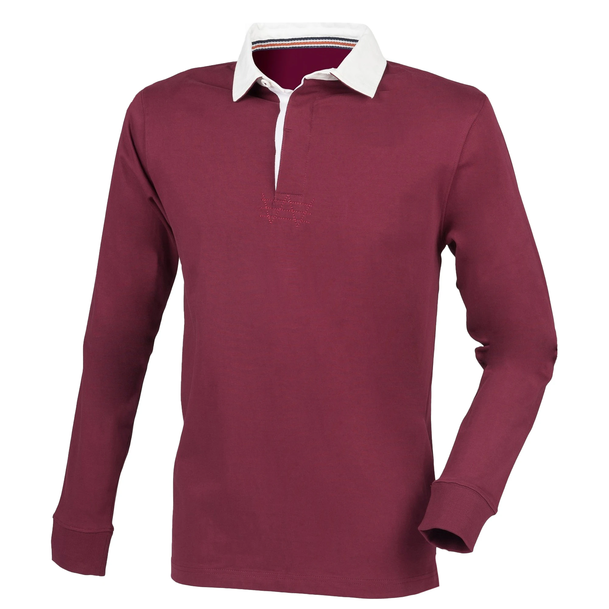 Front Row Mens Premium Long Sleeve Rugby Shirt/Top (Burgundy) - RW4169