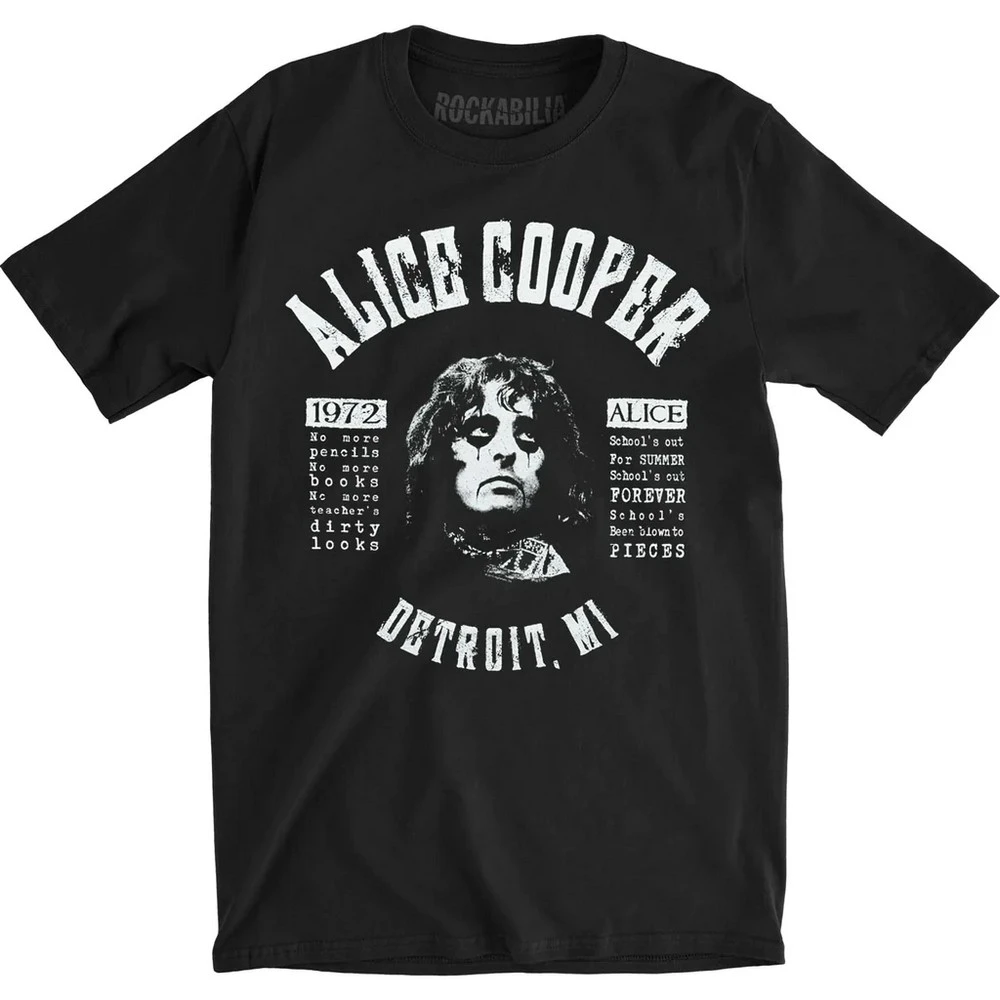 Alice Cooper Unisex Adult School´s Out Song Lyrics Cotton T-Shirt (Black) - RO6611