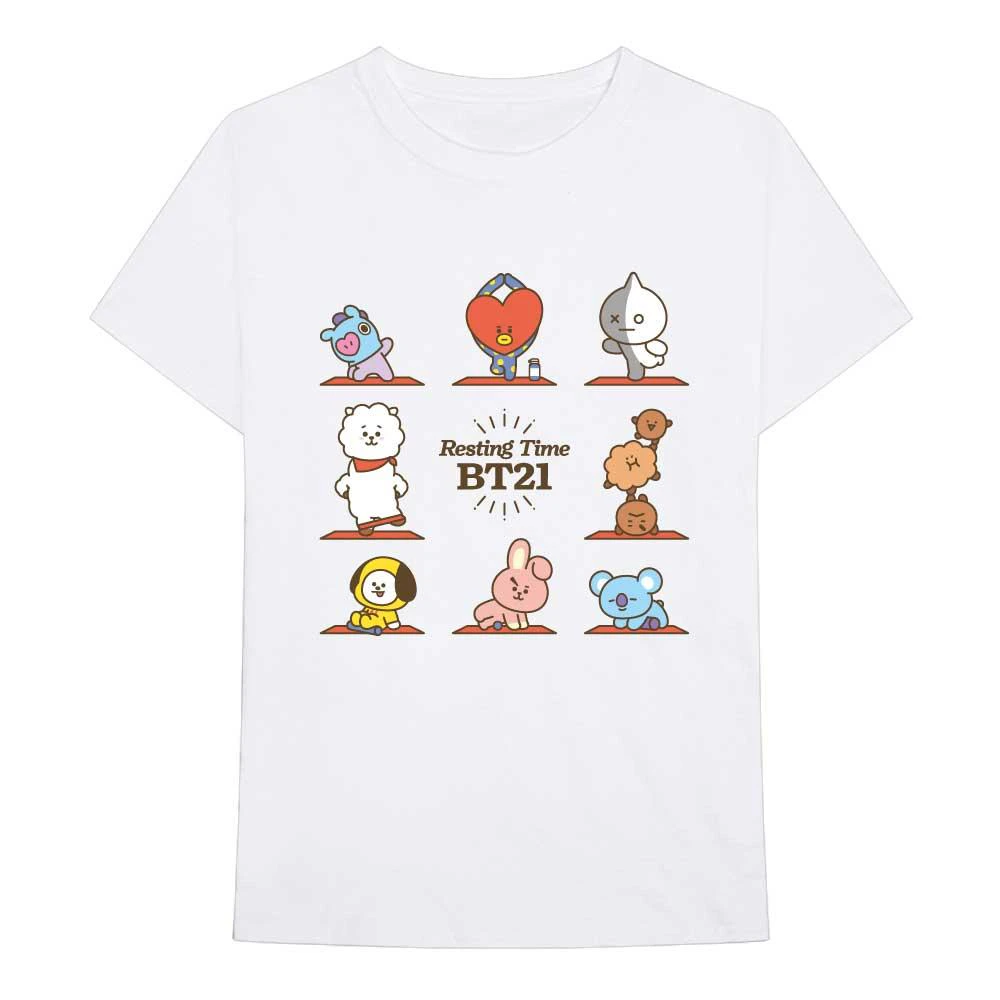 BT21 Unisex Adult Resting Time Cotton T-Shirt (White) - RO4811