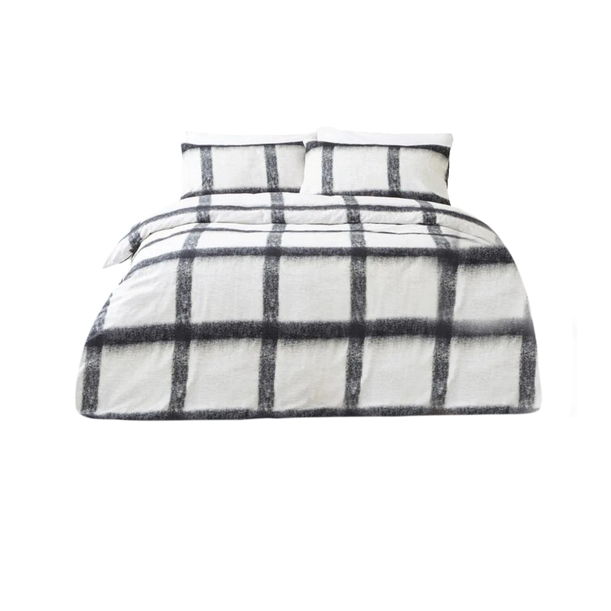 The Linen Yard Mohair Checked Duvet Cover Set (Natural/Black) - RV2461