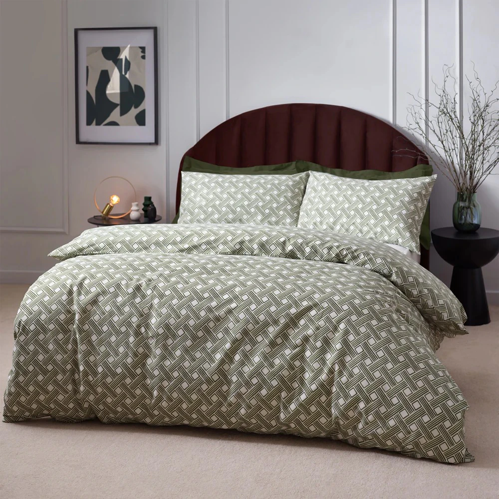 Hoem Alexa Abstract Duvet Cover Set (Olive) - RV3306