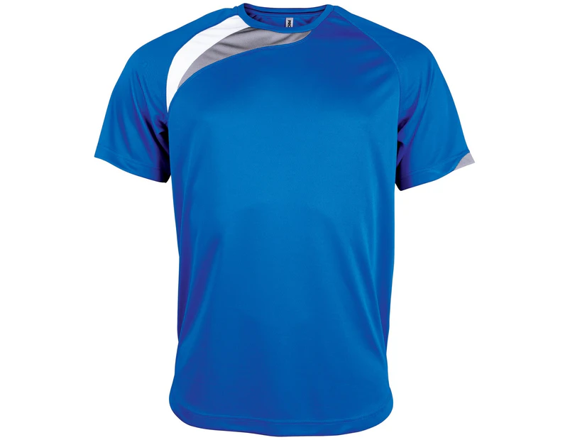 Kariban Proact Mens Short Sleeve Crew Neck Sports T-Shirt (Royal Blue/ White/ Storm Grey) - RW4243