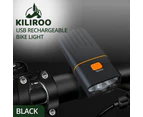KILIROO USB Rechargeable Bicycle Bike Light with Tail Light Waterproof 3 Bulbs