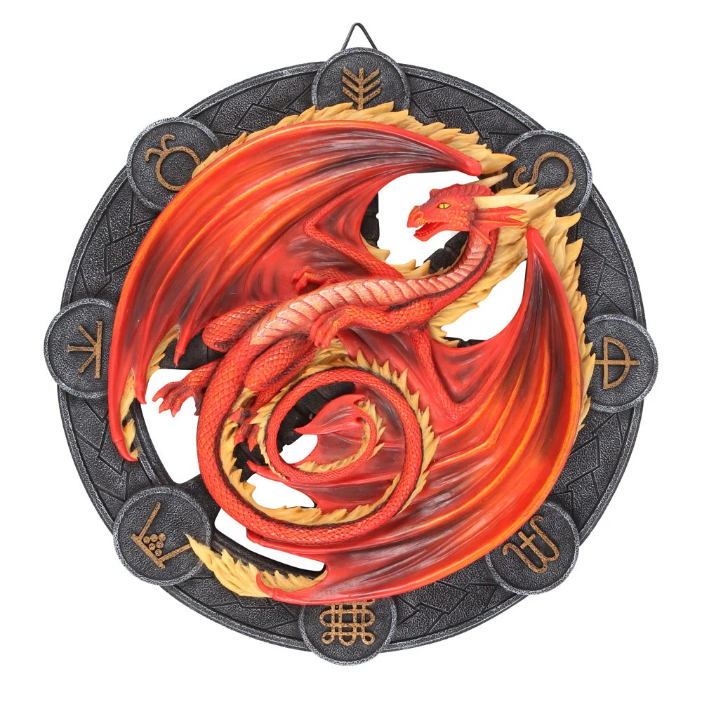 Anne Stokes Resin Beltane Dragon Plaque (Red/Black) - SD5179