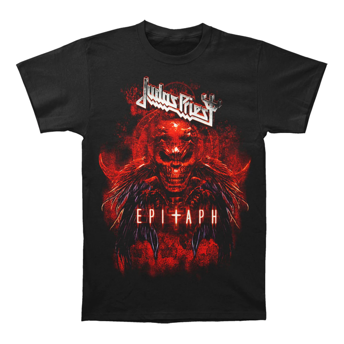 Judas Priest Unisex Adult Epitaph Horns Cotton T-Shirt (Black) - RO7872