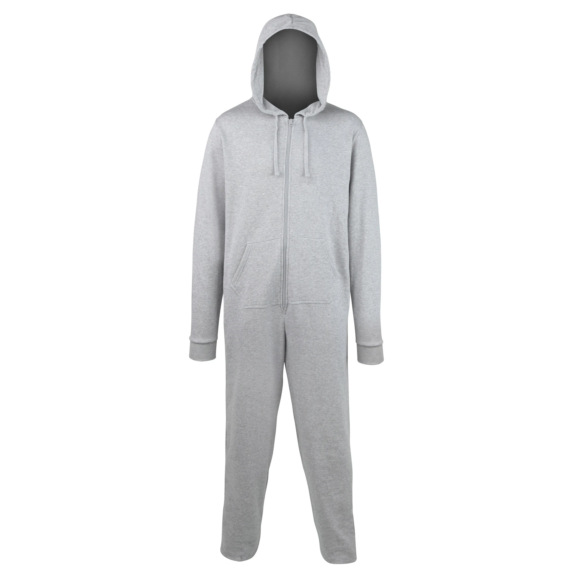 Comfy Co Unisex Plain Hooded All In One Onesie (280 GSM) (Heather Grey) - RW391