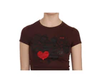 Exte Brown Hearts Short Sleeve Casual T shirt Top