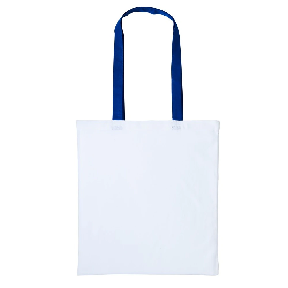 Nutshell Varsity Cotton Shopper Long Handle Tote (White/Royal) - RW7156