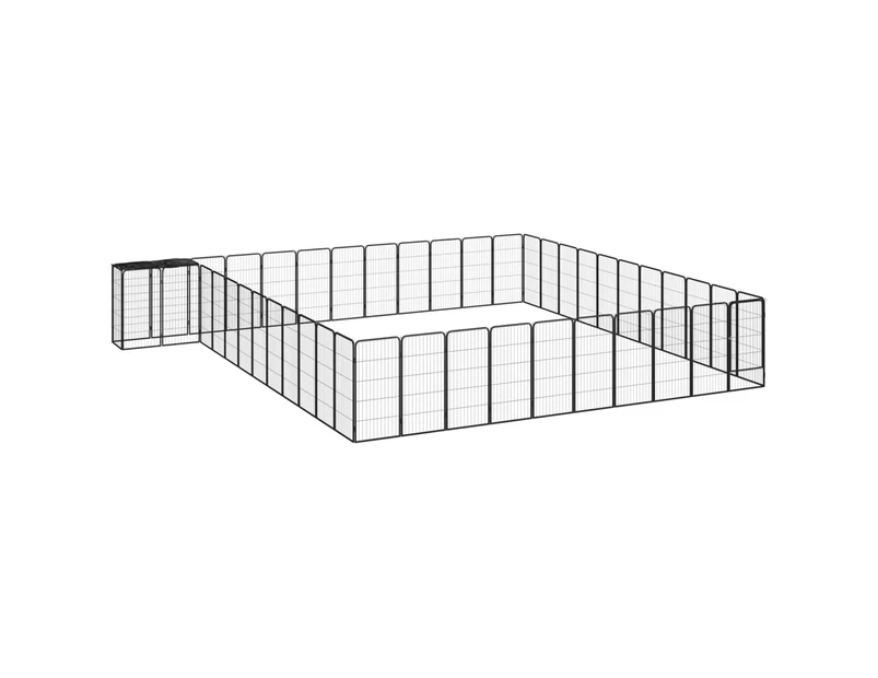 vidaXL 46-Panel Dog Playpen Black 50x100 cm Powder-coated Steel