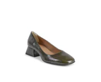 Leather Heeled Ballerina Shoes - Green