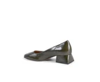 Leather Heeled Ballerina Shoes - Green