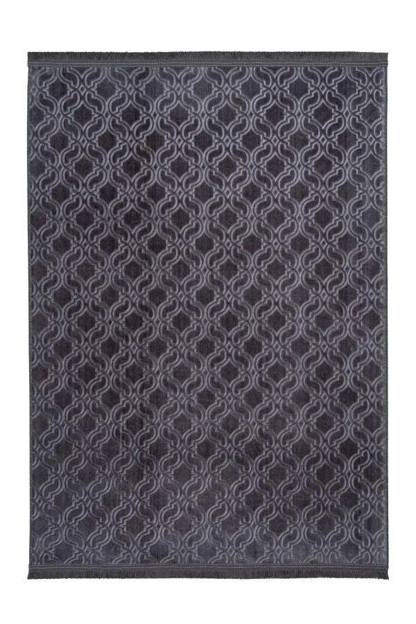 Peri 140 Graphite Soft Machine Washable Rug with Trellis Pattern