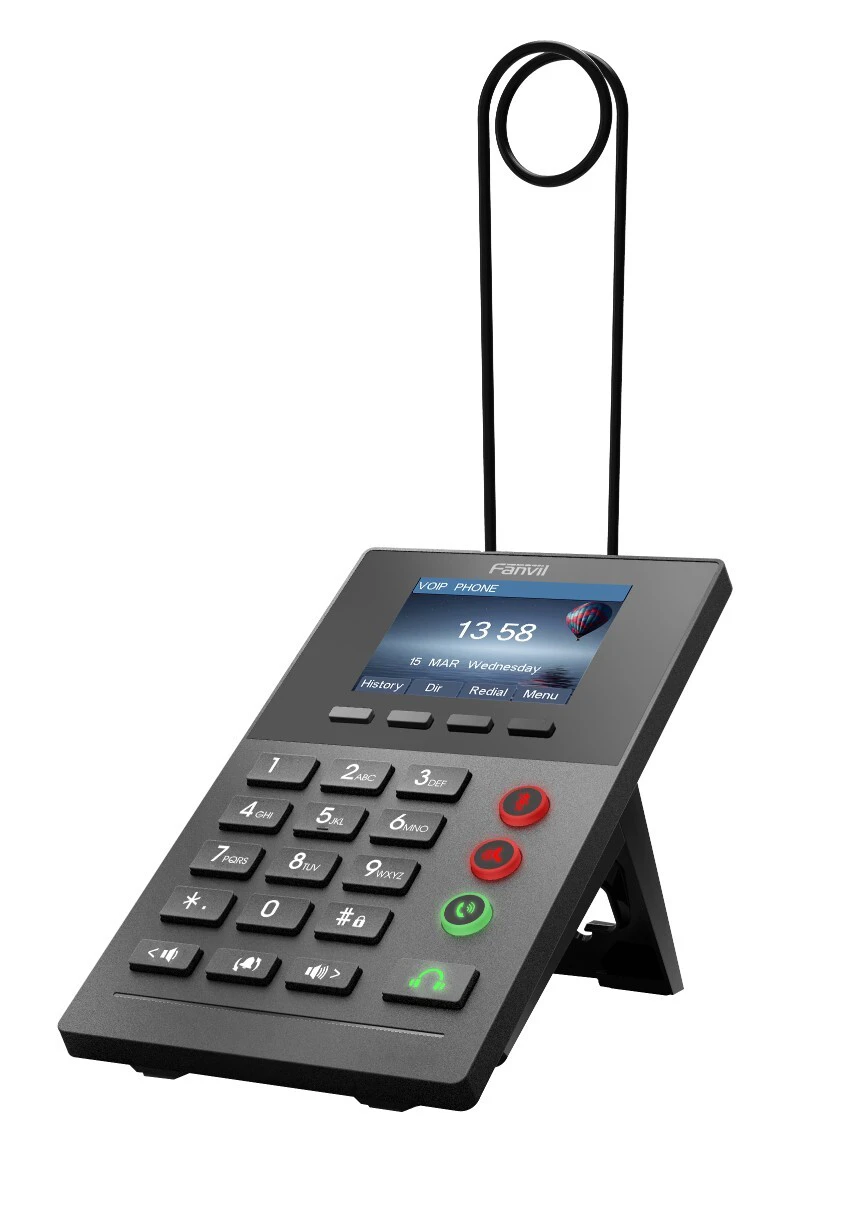 Fanvil X2P Call Center IP Phone - 2.4' Colour Screen, 2 Lines, No DSS Buttons, 2x RJ9 Headset Ports (1 For Monitoring), Dual 10/100 NIC