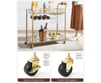 Gold Bar Serving Wine Cart With Wheels And Wine Bottle Holders Wine Rack Mirrored Glass