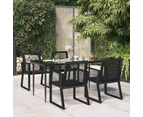 5 Piece Garden Dining Set Black PVC Rattan