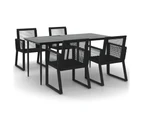 5 Piece Garden Dining Set Black PVC Rattan