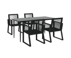 5 Piece Garden Dining Set Black PVC Rattan