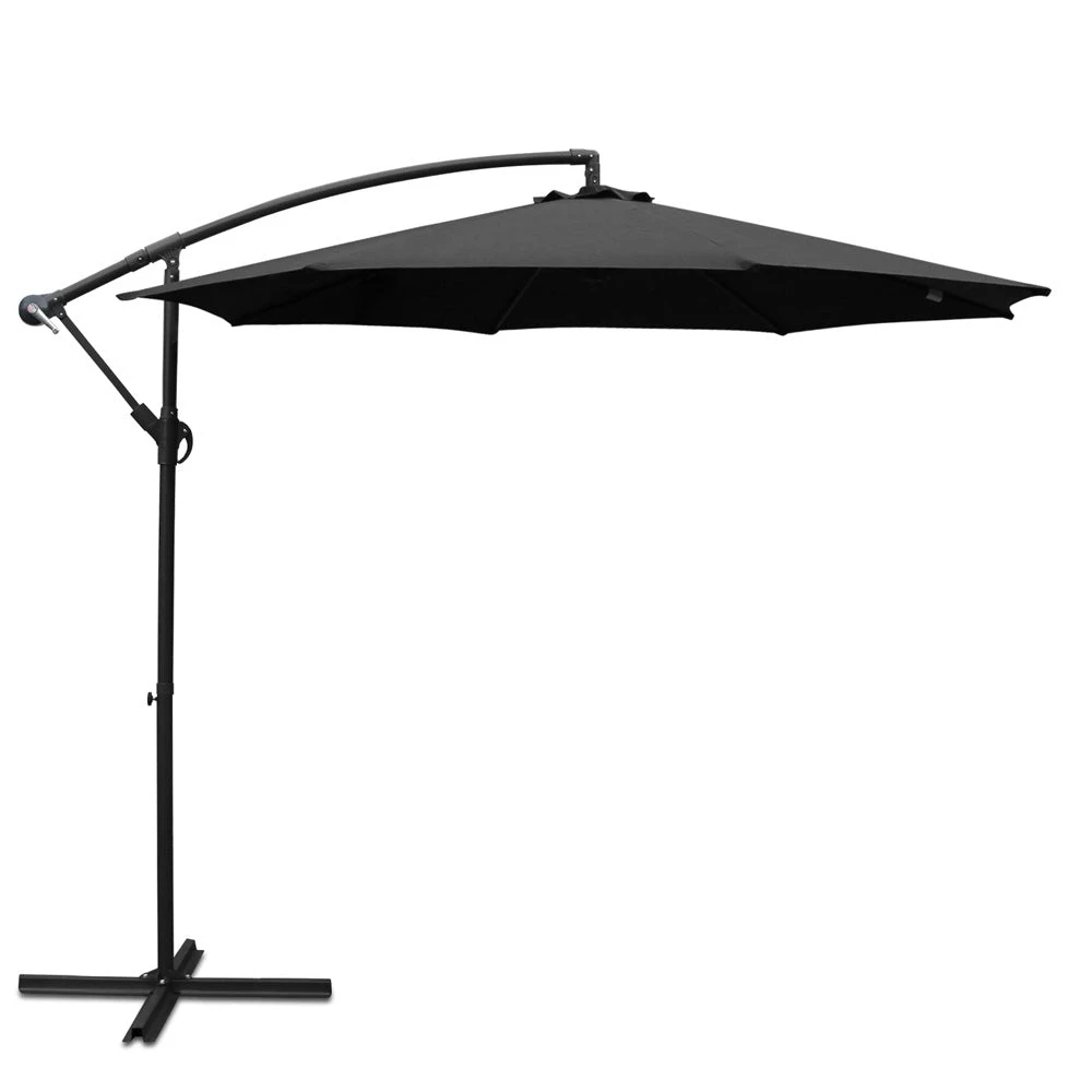 Cantilevered 3M Outdoor Garden Umbrella - Black