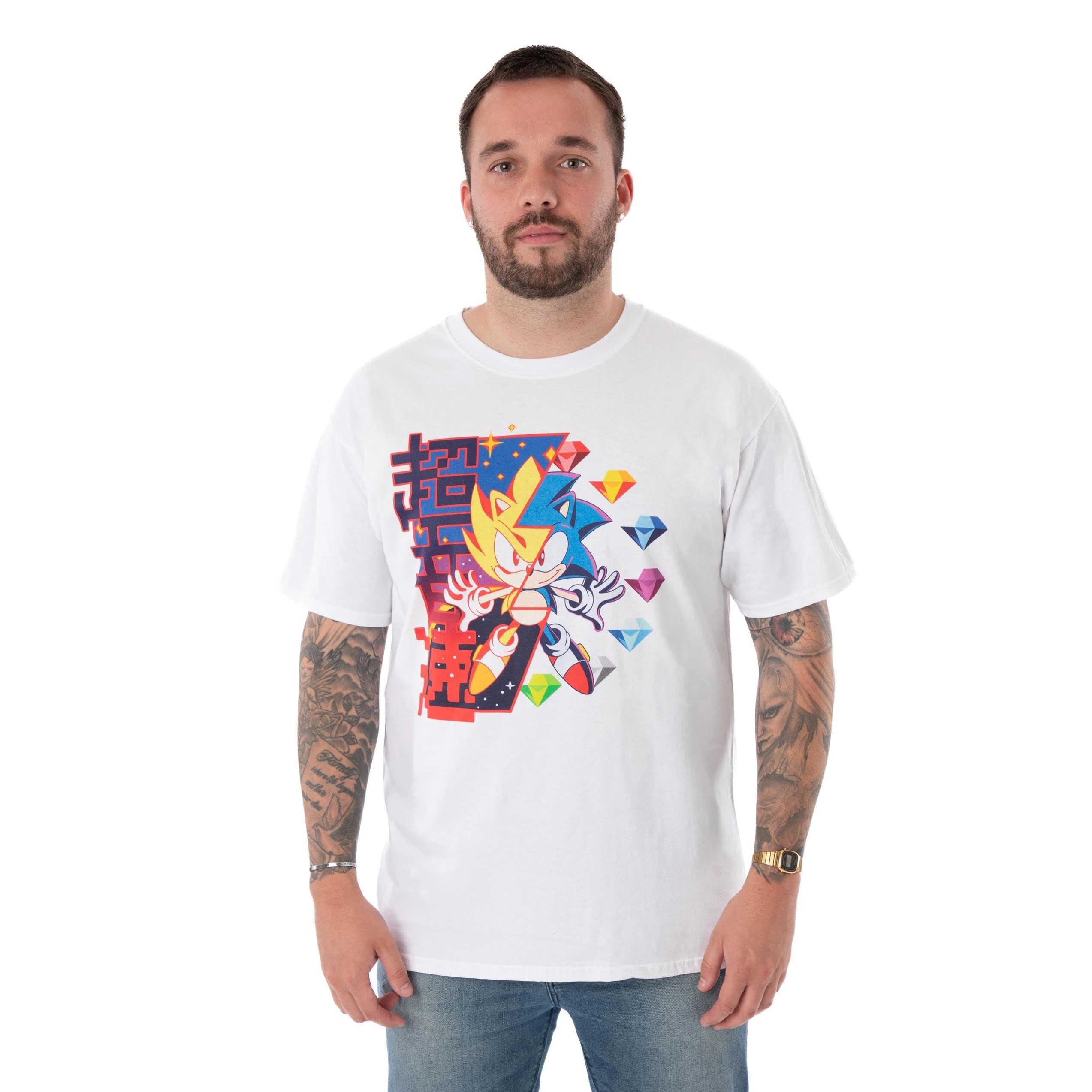 Sonic The Hedgehog Mens Diamond T-Shirt (White) - NS8410