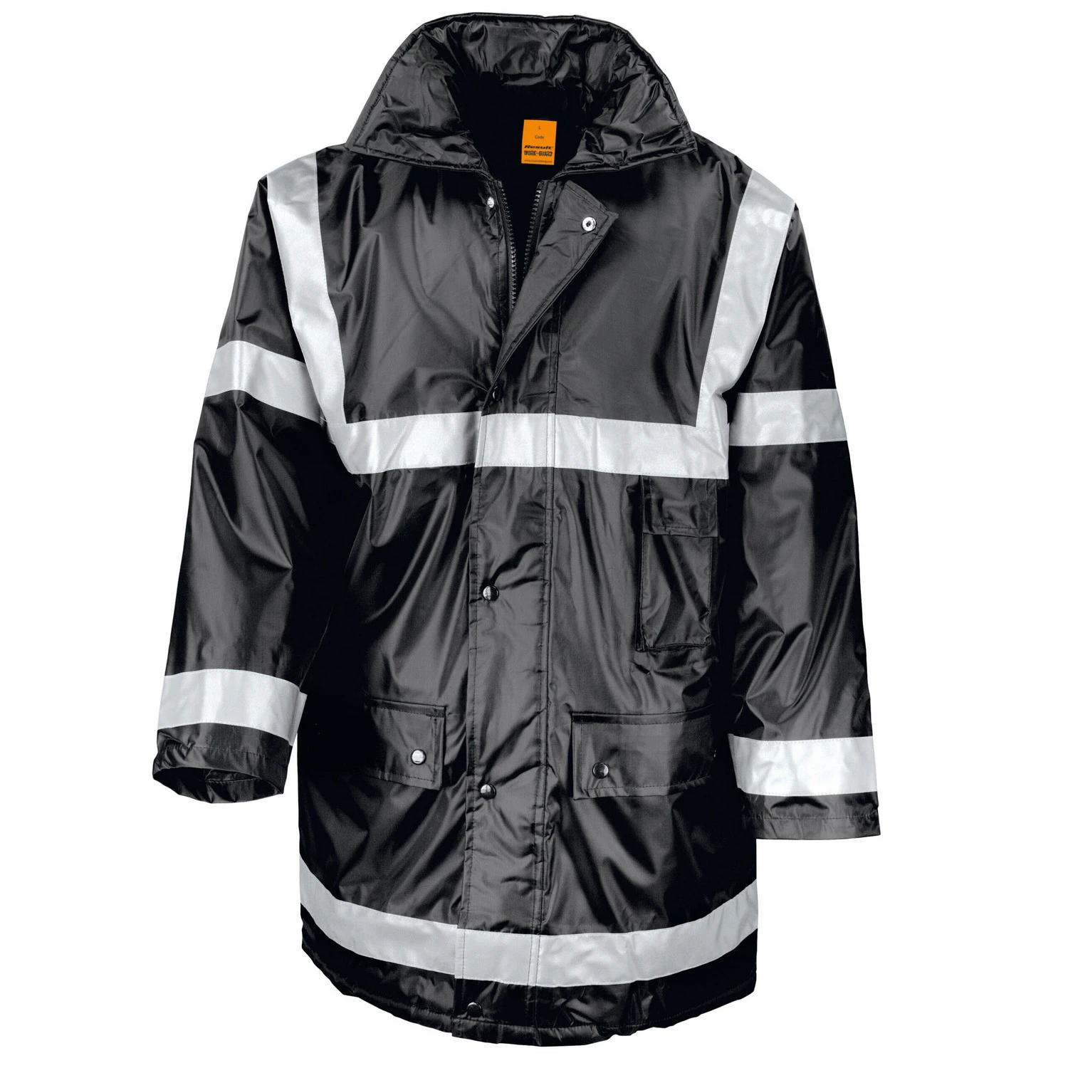 WORK-GUARD by Result Unisex Adult Management Reflective Coat (Black) - PC6846