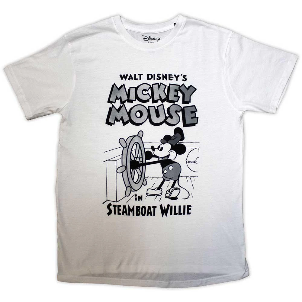 Mickey Mouse Unisex Adult Steamboat Willie T-Shirt (White) - RO11114