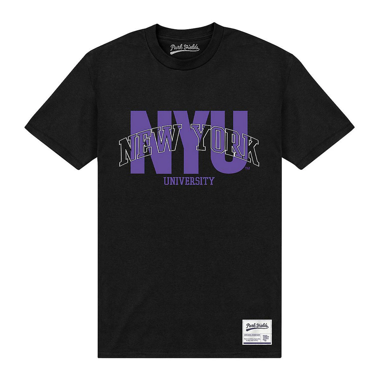 New York University Unisex Adult Script T-Shirt (Black) - PN439