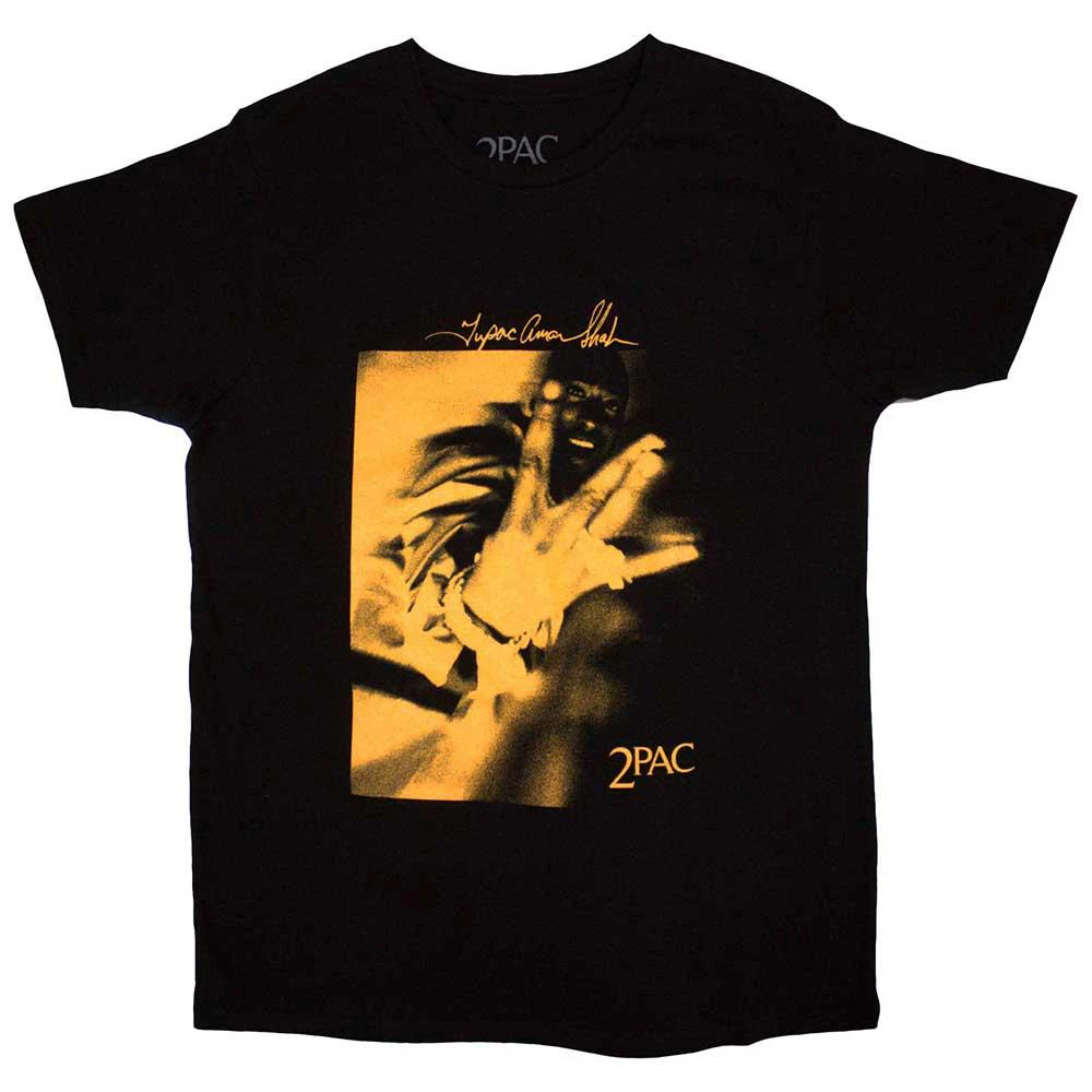 Tupac Shakur Unisex Adult Fingers Tone T-Shirt (Black/Orange) - RO11139