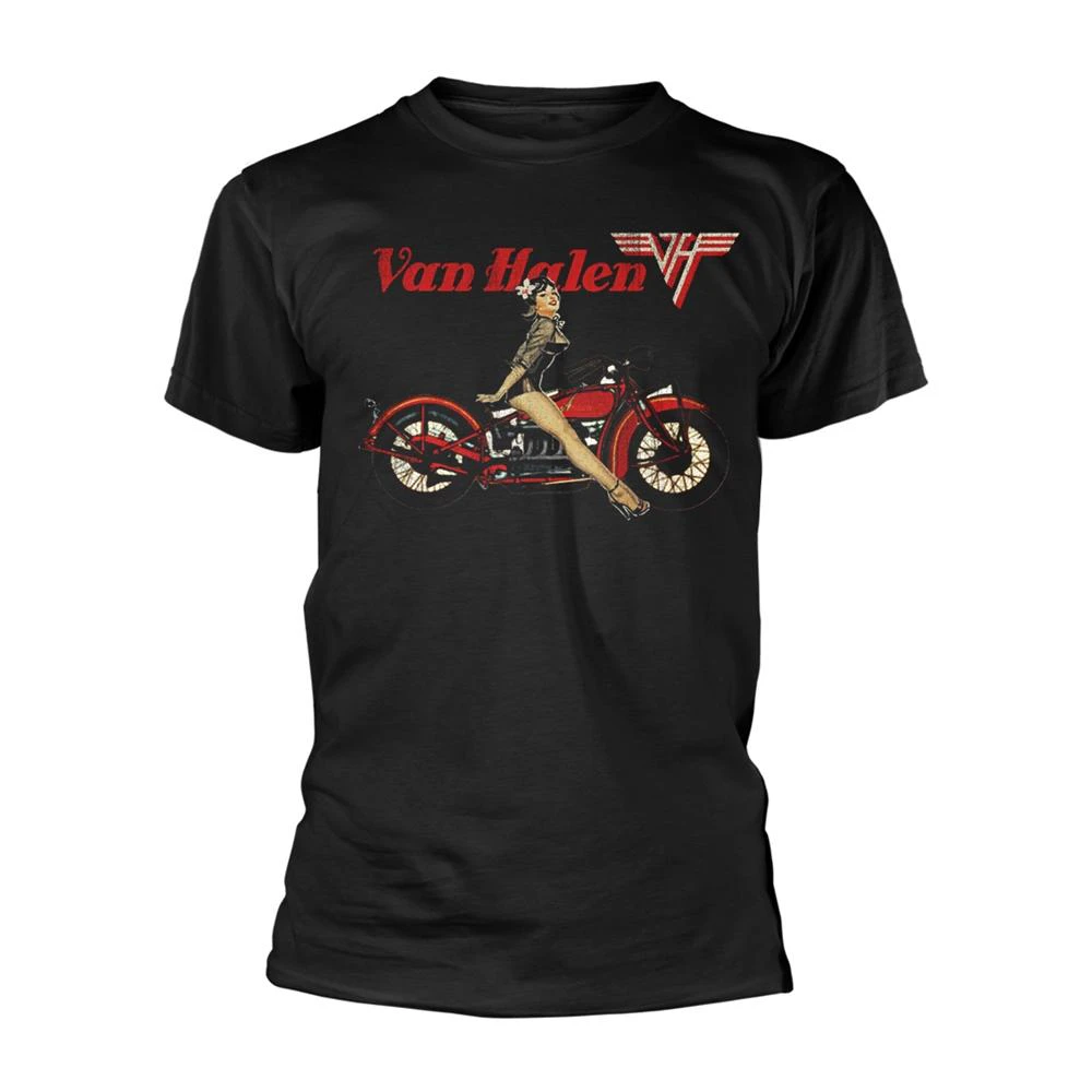 Van Halen Unisex Adult Pinup Motorcycle T-Shirt (Black) - PH3000