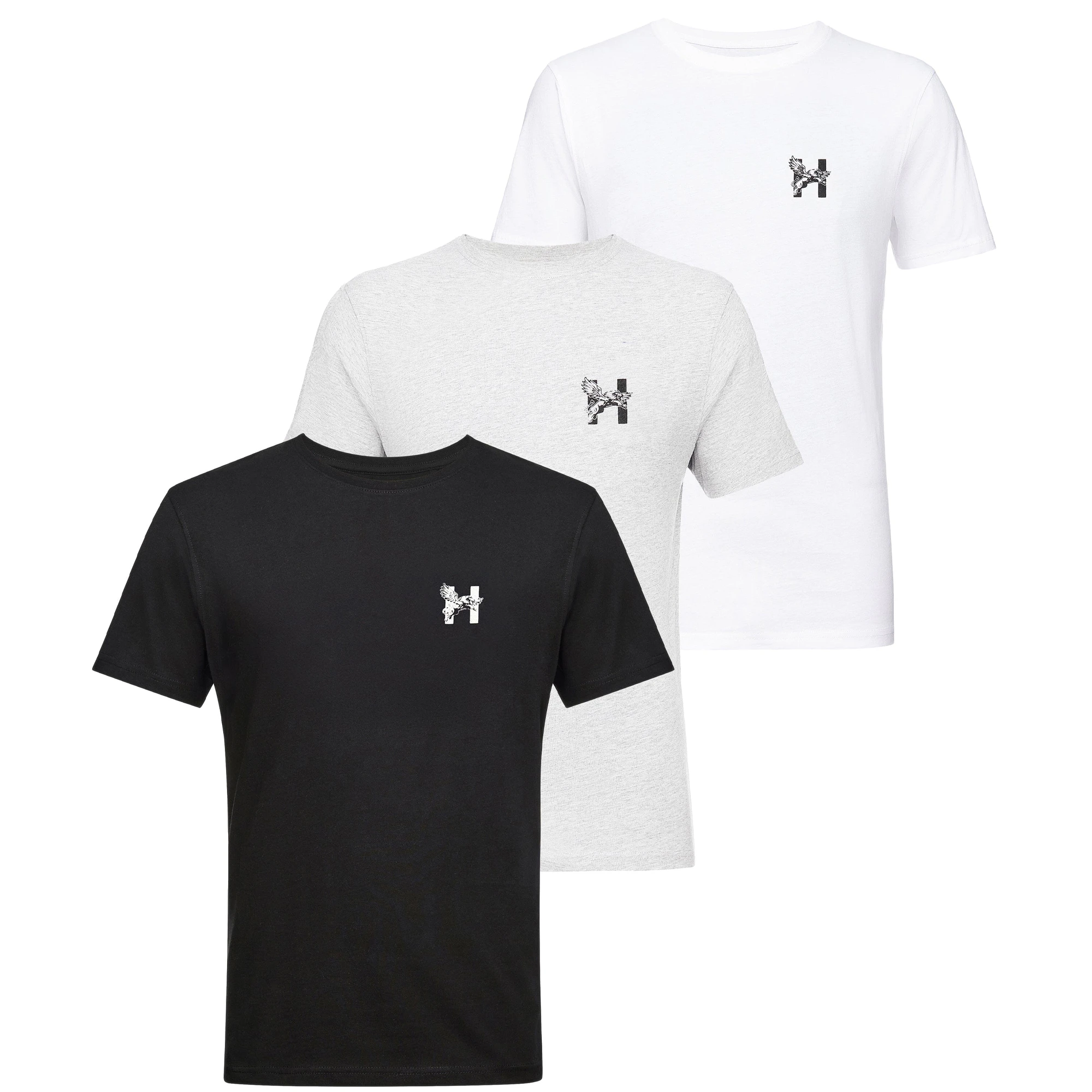 Henleys Mens Triphen T-Shirt (Pack of 3) (White/Black/Grey) - BG1347