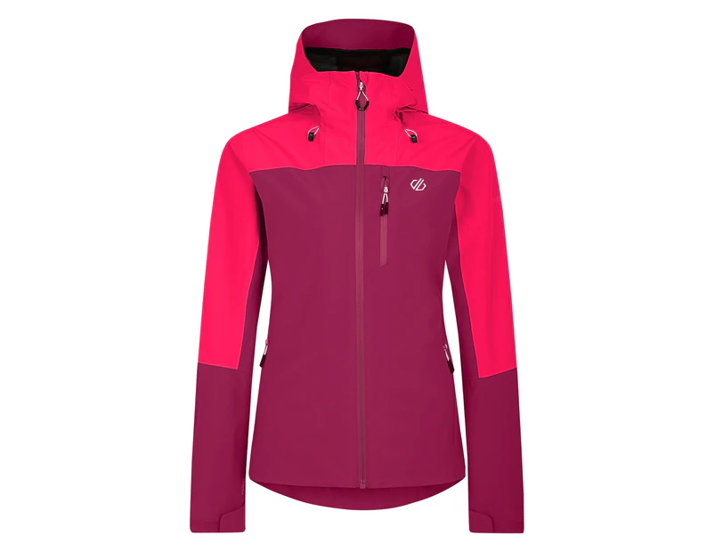 Dare 2B Womens Mountain Series Contrast Panel Waterproof Jacket (Berry/Neon Pink) - RG10356
