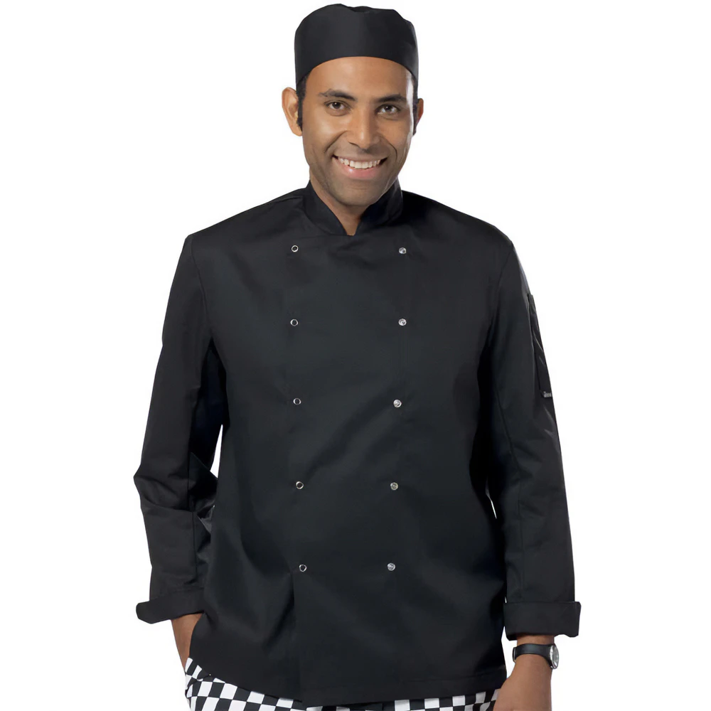 Dennys Unisex Adult Press Stud Long-Sleeved Chef Jacket (Black) - PC7149