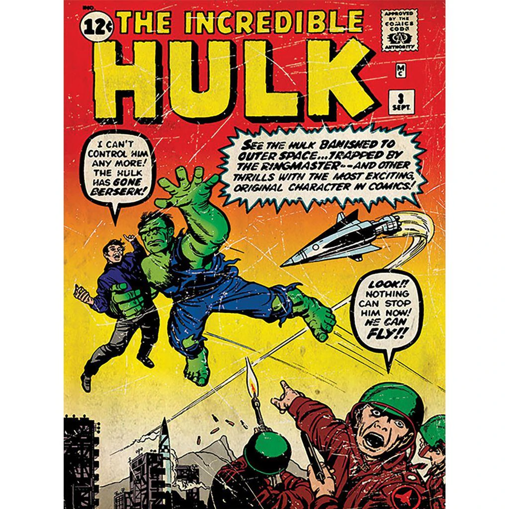 Hulk Flying Canvas Print (Multicoloured) - PM8846