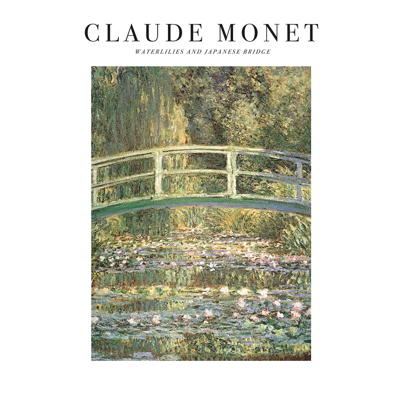 Claude Monet Waterlilies And Japanese Bridge Print (Green) - PM7247