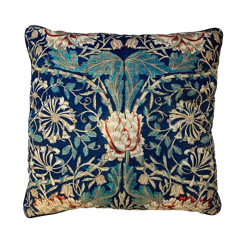 William Morris Honeysuckle Filled Cushion (Blue/Gold) - PM8643