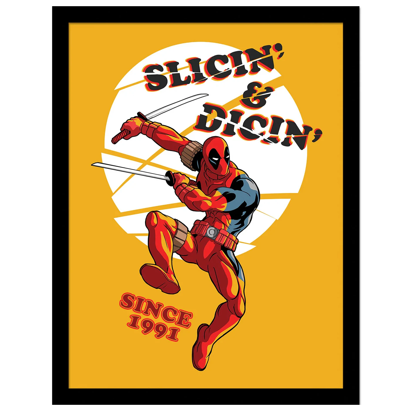 Deadpool Slicin & Dicin Framed Poster (Yellow/Red) - PM8465