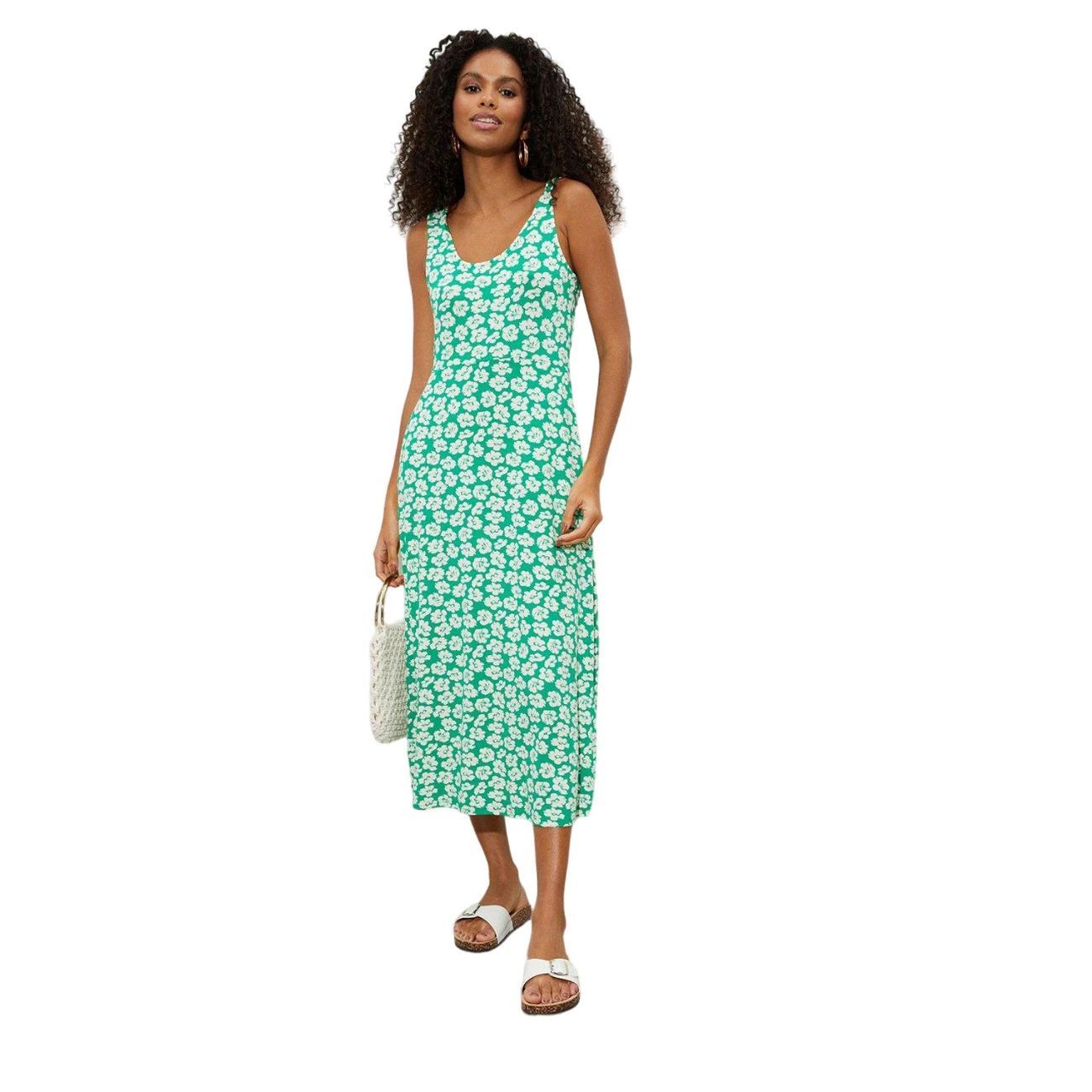 Dorothy Perkins Womens Floral Midi Dress (Green/White) - DP5488