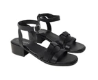 Principles Womens Fion Leather Low Block Heel Sandals (Black) - DH7091