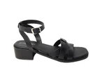 Principles Womens Fion Leather Low Block Heel Sandals (Black) - DH7091