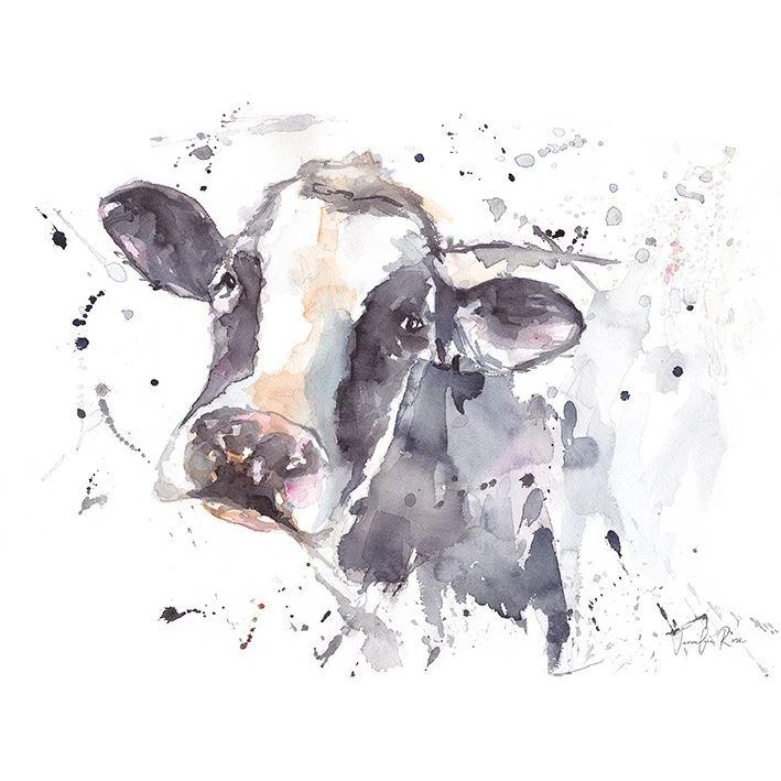 Jennifer Rose Moo Cow Framed Canvas Print (Black/White) - PM6081