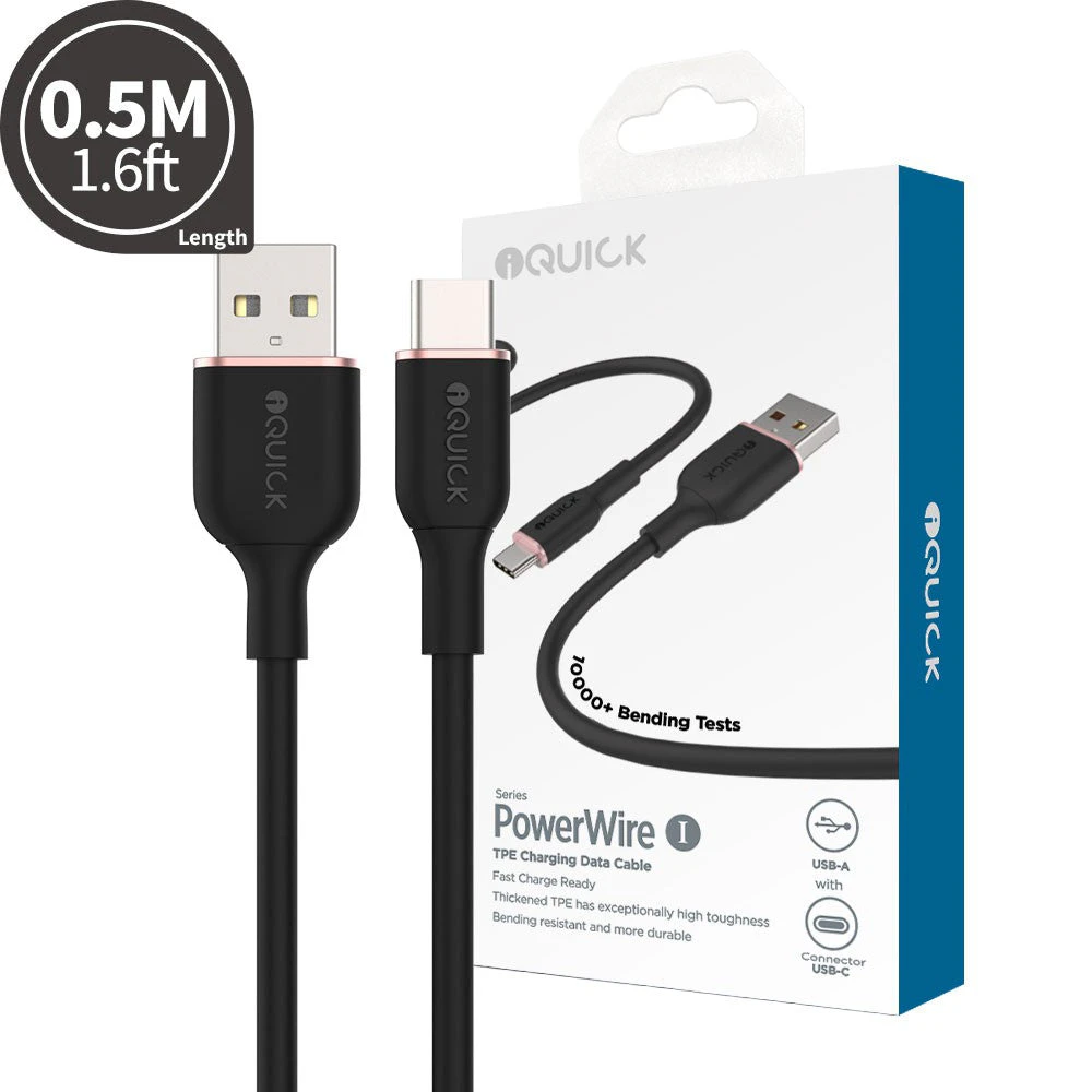 iQuick PowerWire 1 Series TPE Charging Date Cable USB to Type-C 0.5m