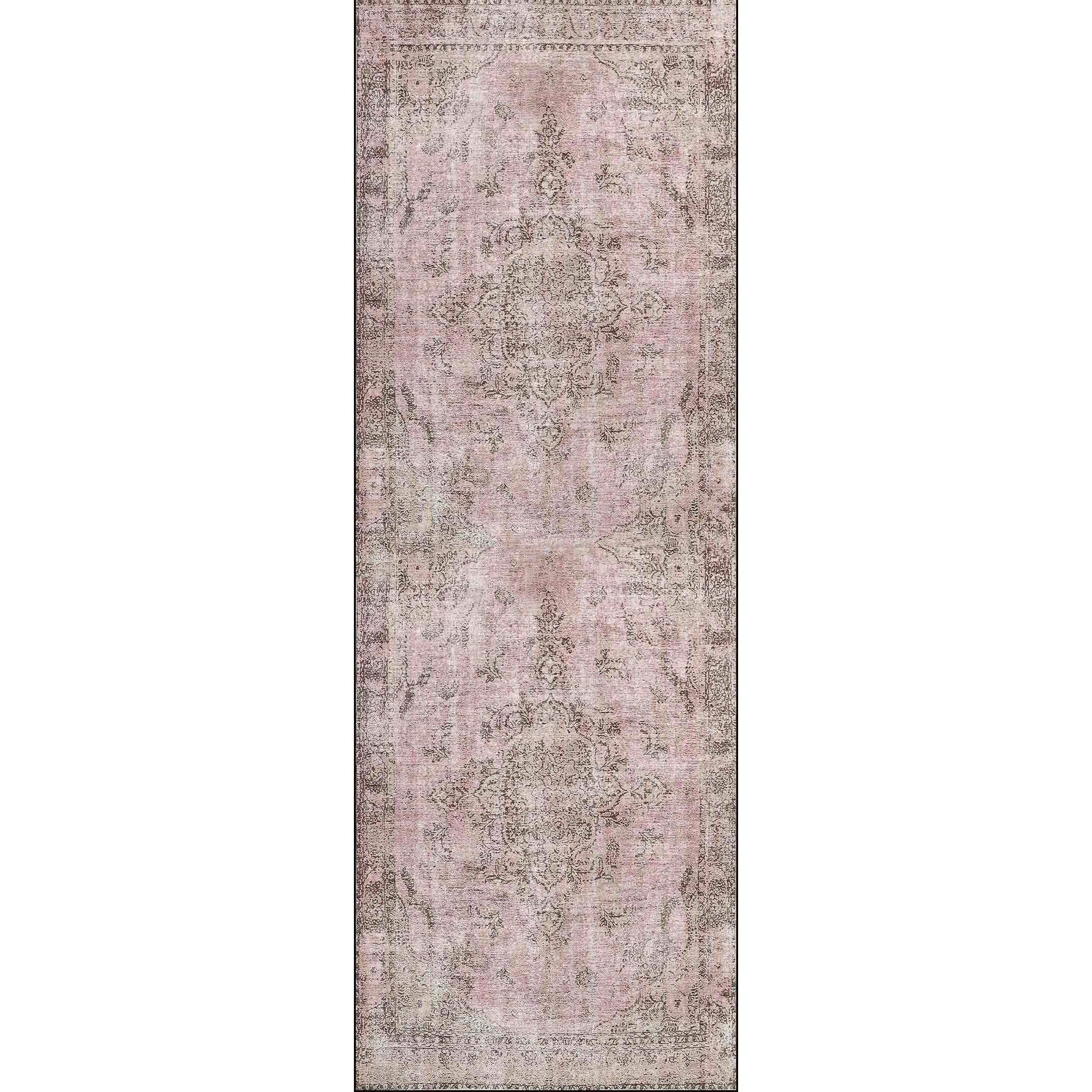 Germain Pink & Beige Area Runner Rug