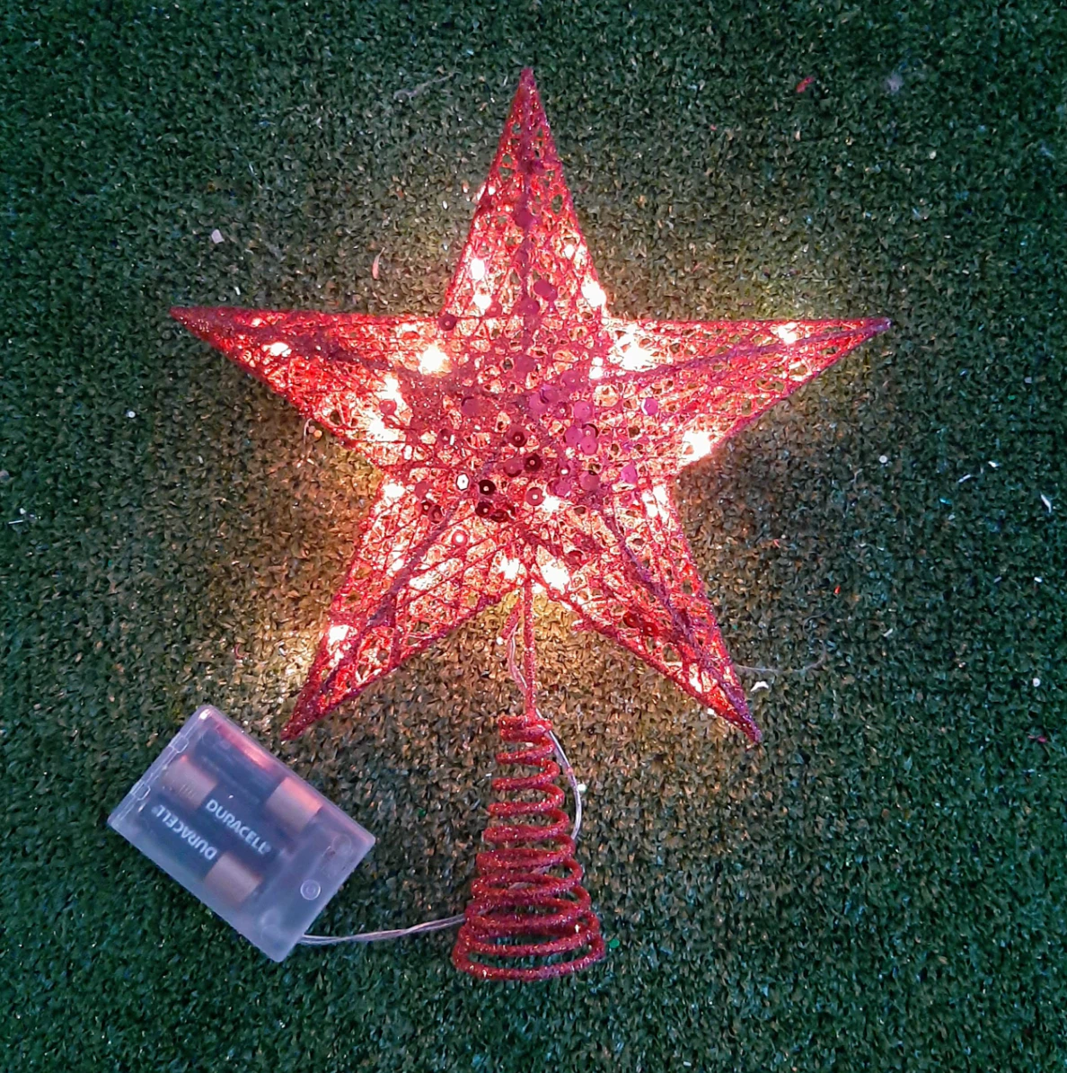 Red Christmas Tree Topper w/ Lights