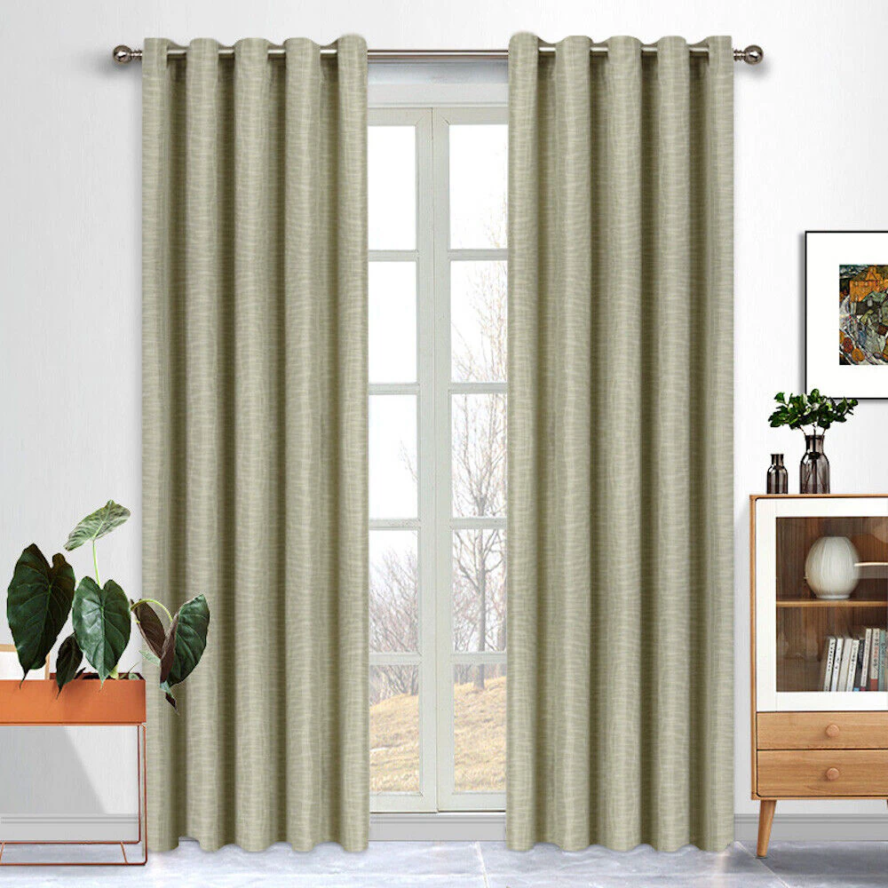 Curtain Wonderland Bamboo Blockout Eyelet Curtain 220cm or 250cm Drop Fern - Single