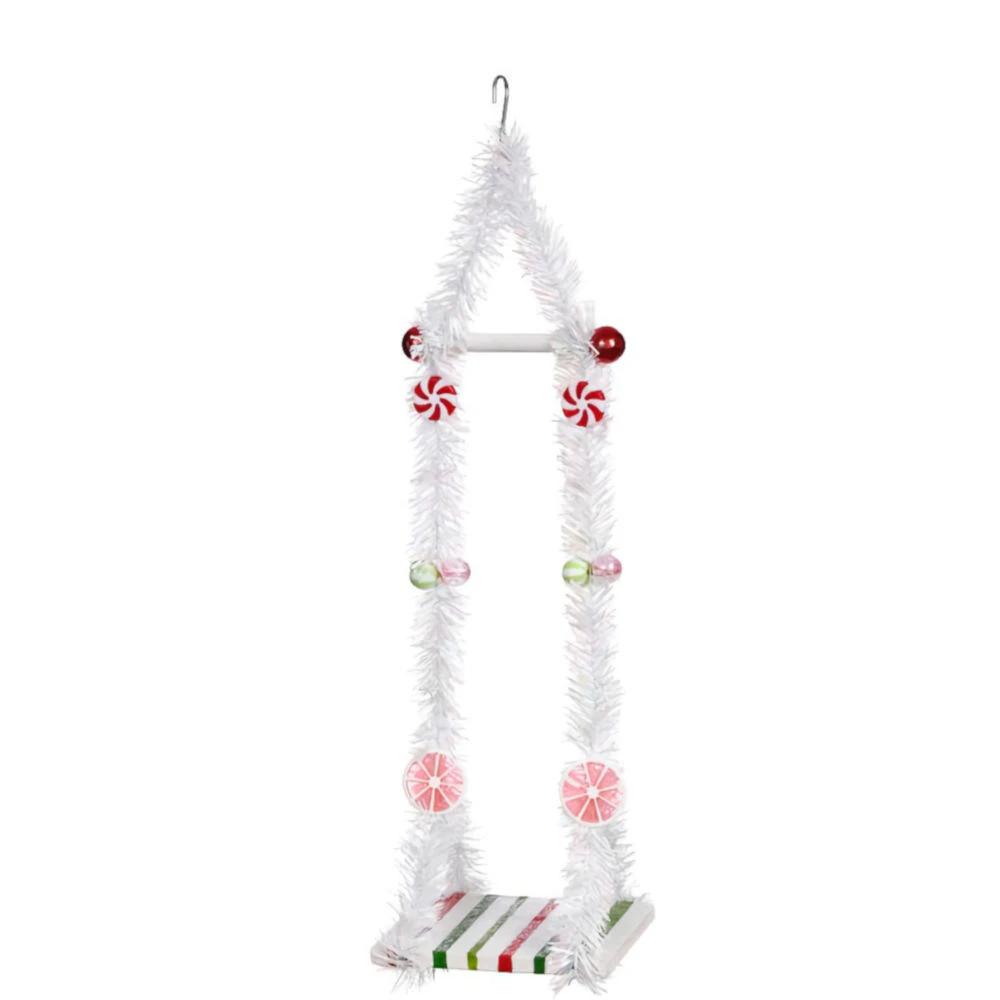 Mark Roberts Single Elf Swing 41cm Candy & White