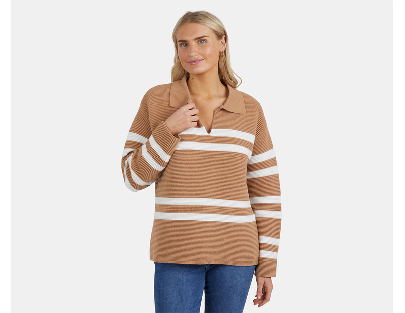 Elm Women's Allegra Open Collar Knit Sweater - Butterscotch