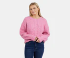 Elm Women's Elliot Cable Knit Sweater - Super Pink