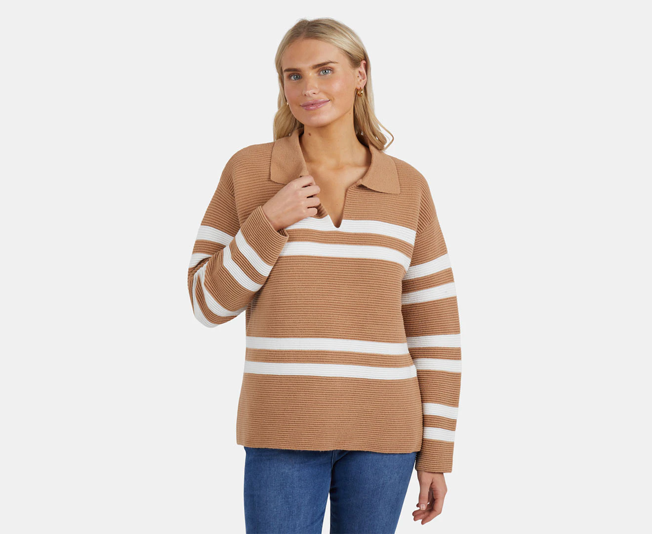 Elm Women's Allegra Open Collar Knit Sweater - Butterscotch